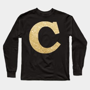 The Letter C Gold Metallic Design Long Sleeve T-Shirt